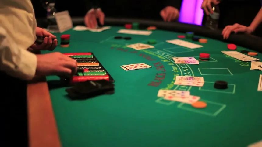 Blackjack table in a real life casino