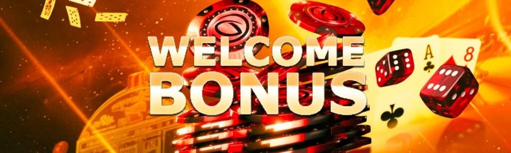 A standard welcome bonus screen from an online casino